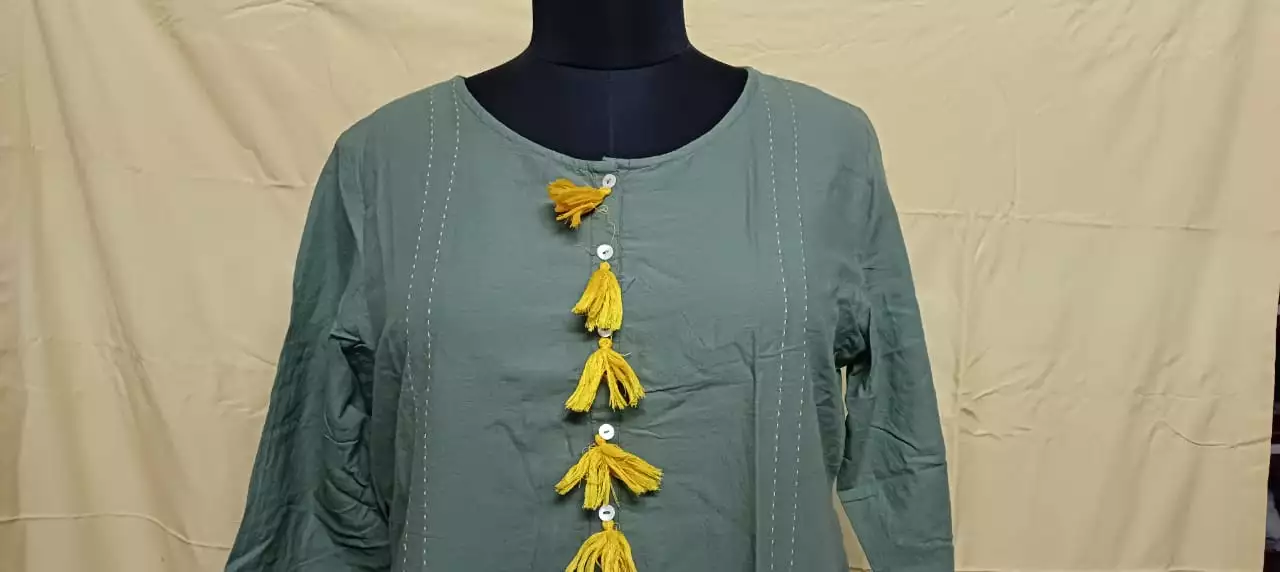 Shoplaila Green cotton kurti